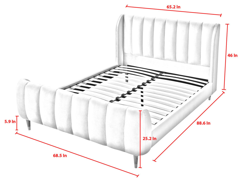 Loft Lyfe Eliyahu Bed Upholstered, Navy Velvet Queen