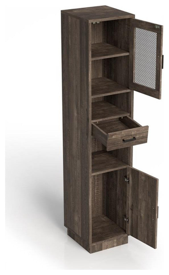 Bowery Hill Wood Multimedia Storage Tower Shelf in Reclaimed Oak
