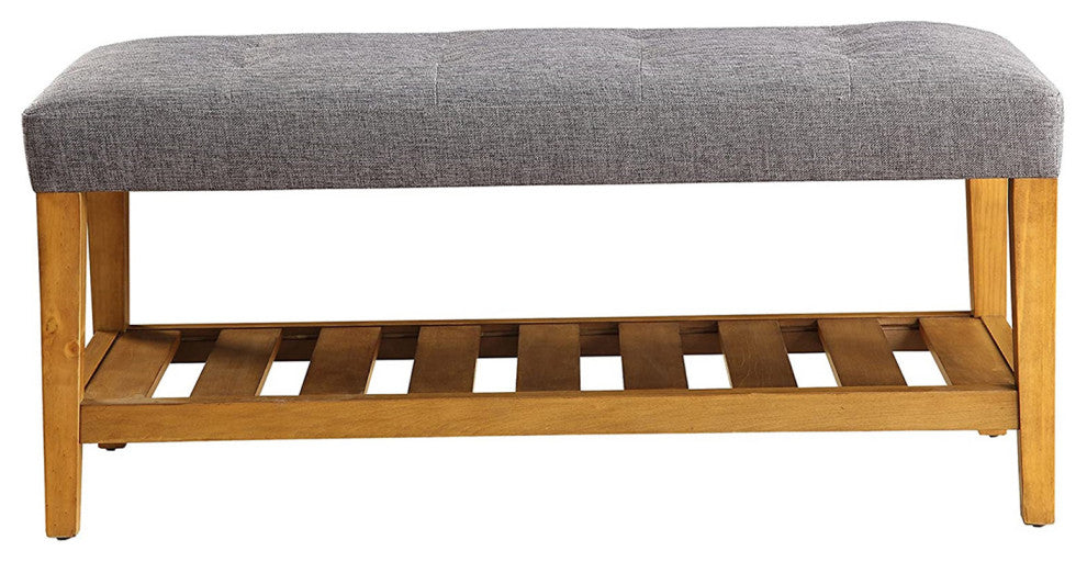 Fabric Bench, Gray and Oak