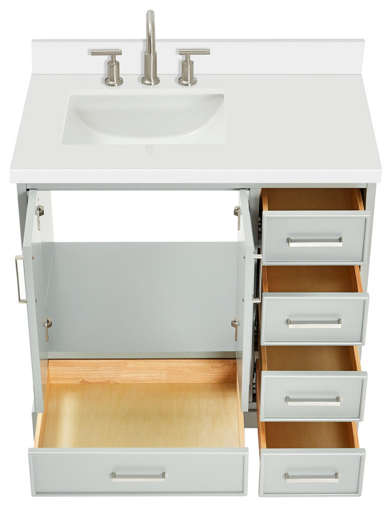 Ariel Stafford 37" Single Left Offset Rectangle Sink Bathroom Vanity