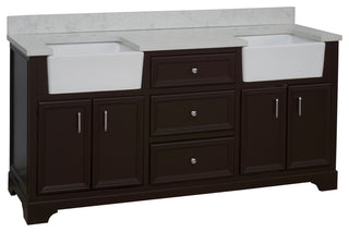 Zelda 72" Bathroom Vanity, Chocolate, Engineered Carrara