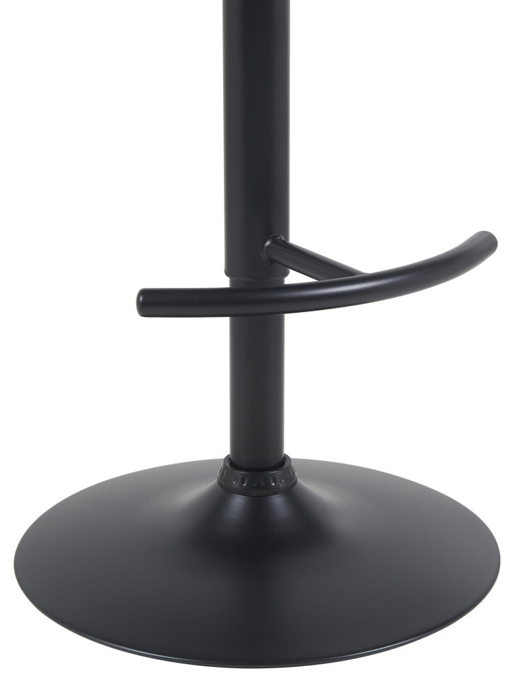 Montego Adjustable Barstool, Black With Snow White Faux Leather