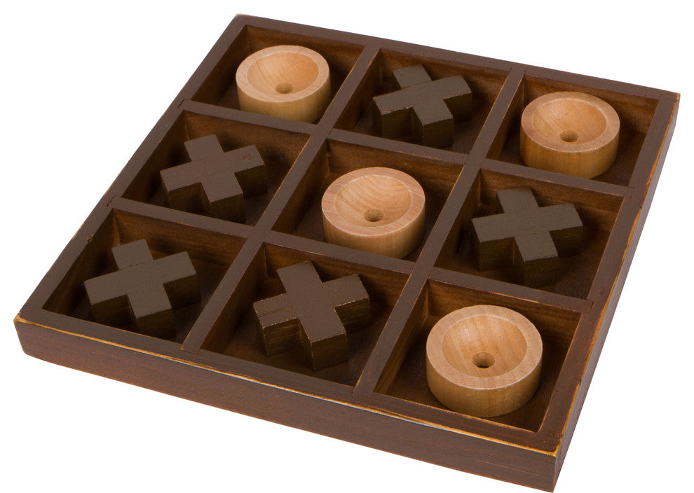 10" Wooden Tic Tac Toe Desk Top Table Decor Game