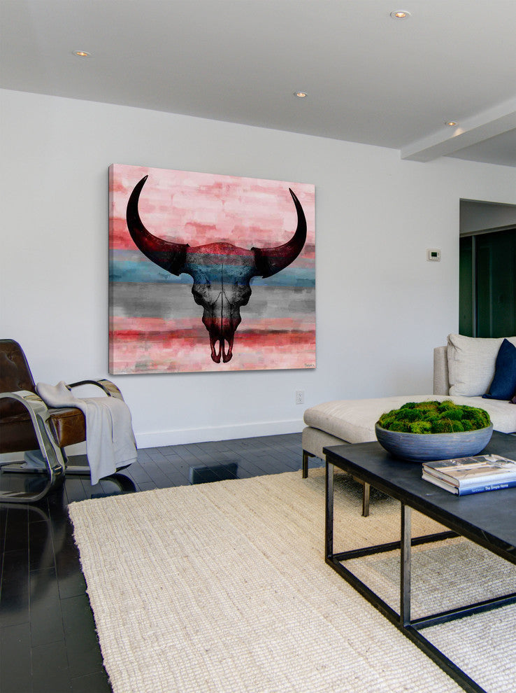 "Pastel Skull" Fine Art Canvas Print, 24"x24"