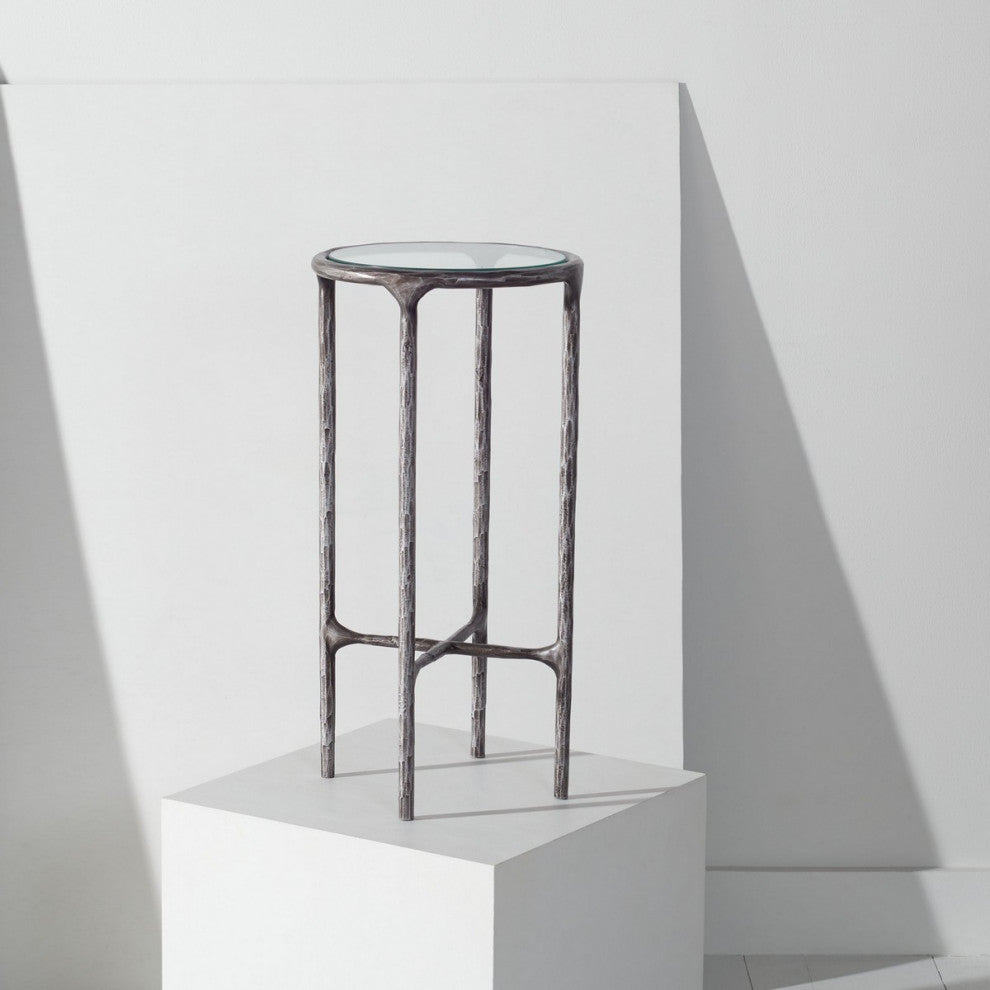 Safavieh Couture Jessa Forged Metal Tall Round End Table, Silver