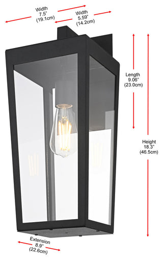 Home Living 8" Outdoor Wall Sconce, Black