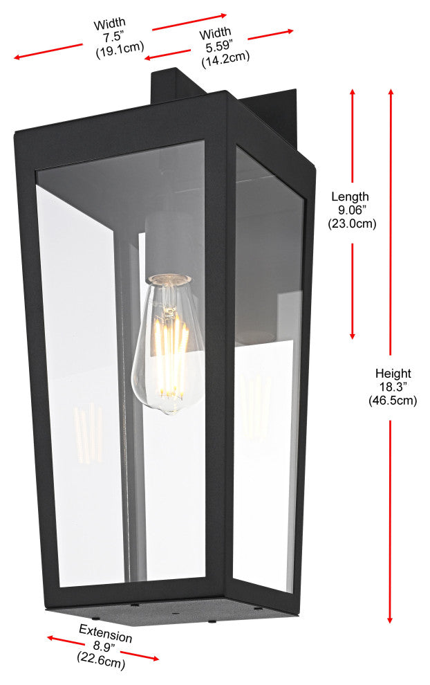 Home Living 8" Outdoor Wall Sconce, Black