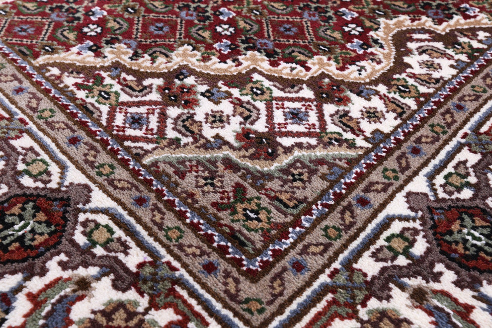 3' 1" X 5' 2" Persian Tabriz Hand Knotted Wool and Silk Rug Q8919
