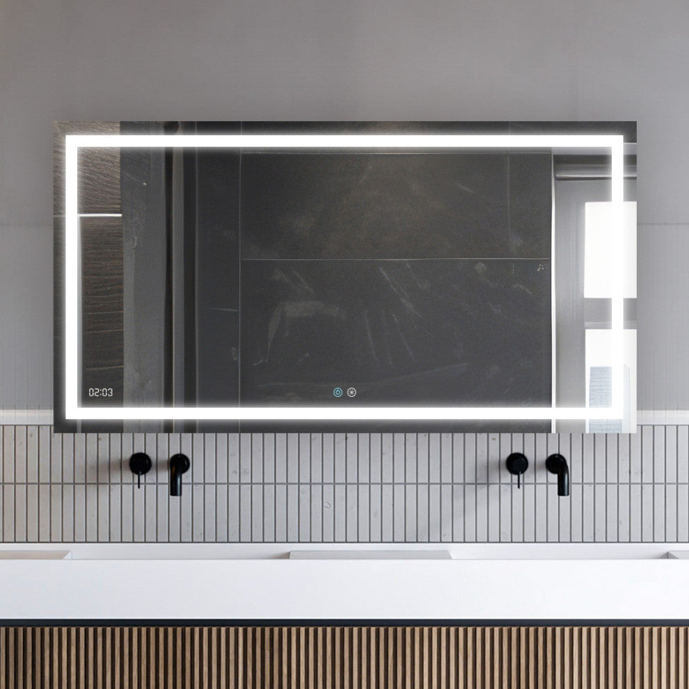 AQUADOM Daytona LED Wall-Mount Mirror Defogger Digital Clock 84"x36"x1"