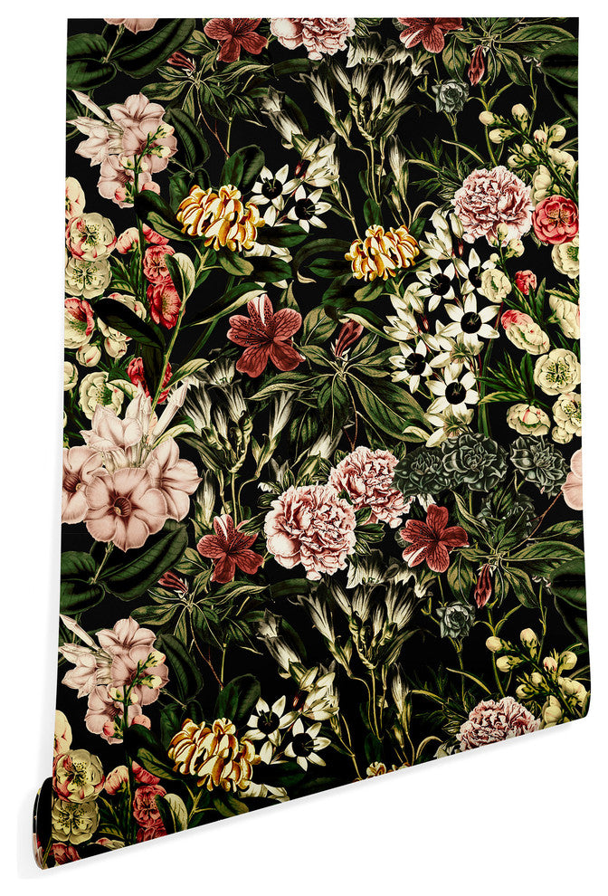 Deny Designs Marta Barragan Camarasa Dark Bloom I Wallpaper, Black, 2'x8'