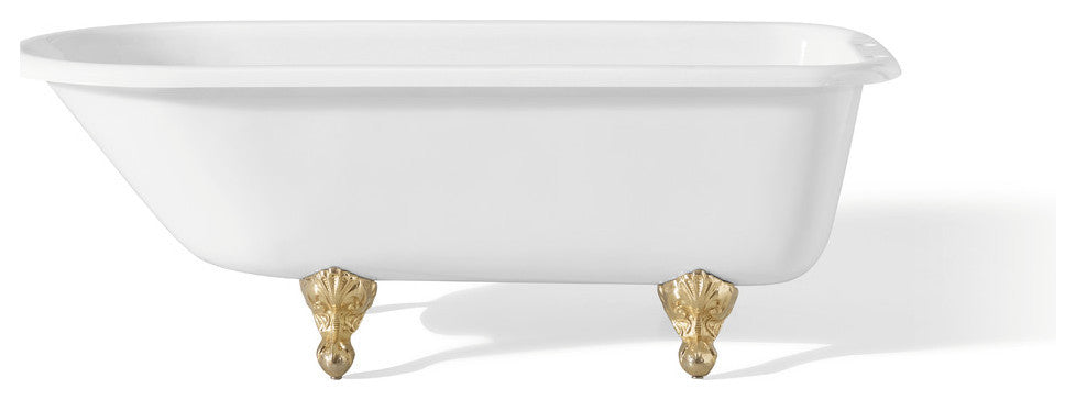 Cheviot Products Traditional Cast Iron Bathtub With Faucet Holes, Polished Brass
