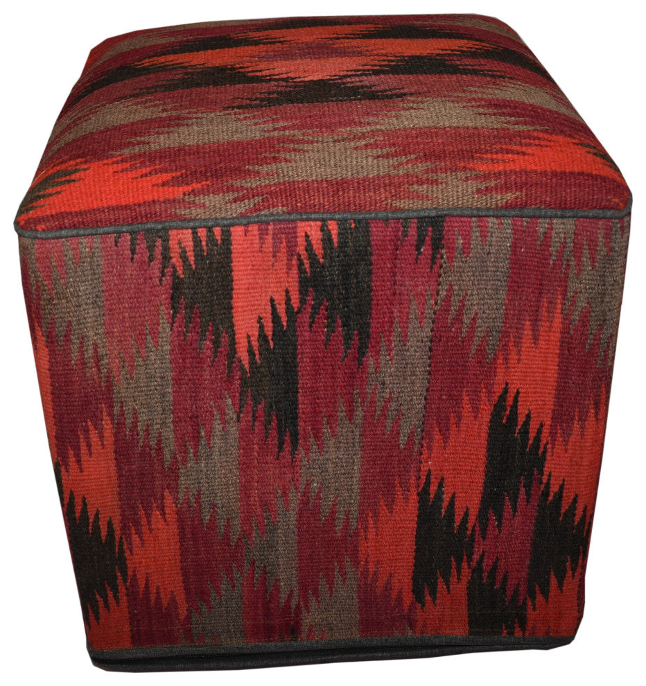 Crafters and Weavers One of a Kind Kilim Rug Pouf Ottoman foot stool - #20