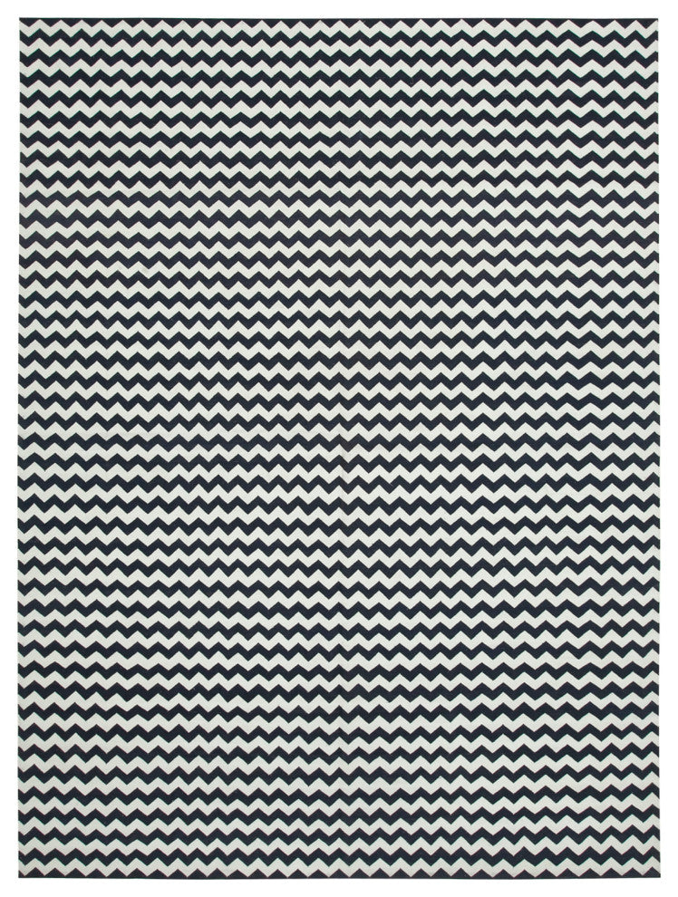 Rug N Carpet - Handmade Wool 9' 0'' x 12' 1'' Modern Design Dhurrie Kilim Rug