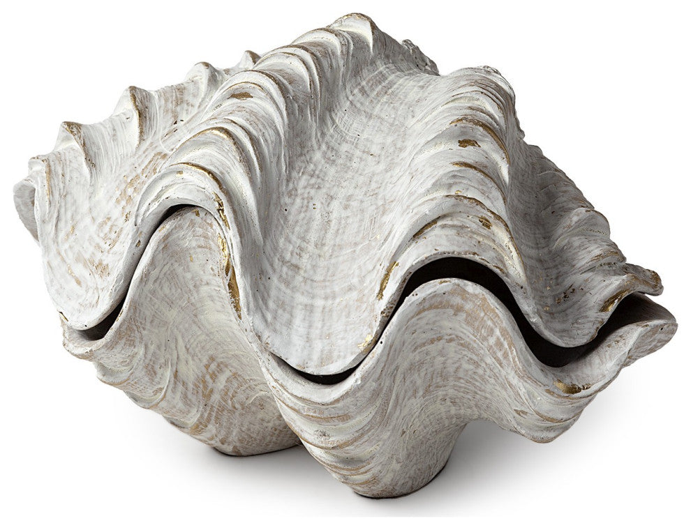 Petite 3D Whitewash Seashell Sculptural Box