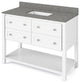 Adler Transitional 48" White Vanity, Steel Grey Cultured Marble Vanity Top