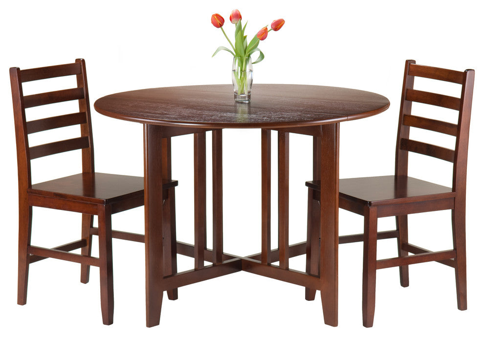 Alamo 3-Piece Round Drop Leaf Table With 2 Hamilton Ladder Back Chairs