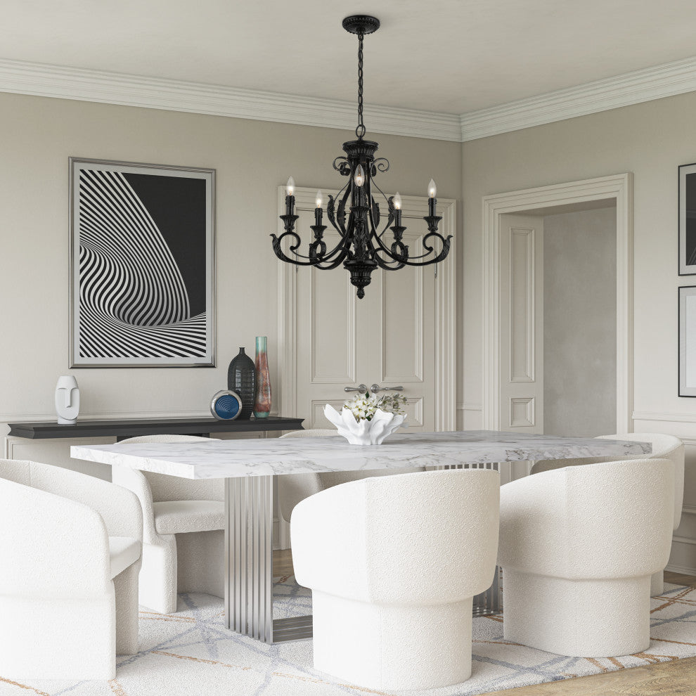 Valencia 5-Light Shiny Black Chandelier