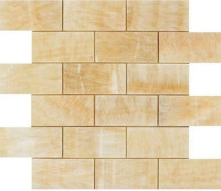 2 X 4 Honey Onyx Polished Brick Mosaic Tile