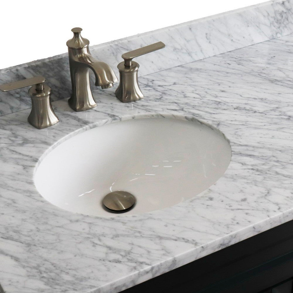 37" Single Sink Vanity, Dark Gray Finish With White Carrara Marble