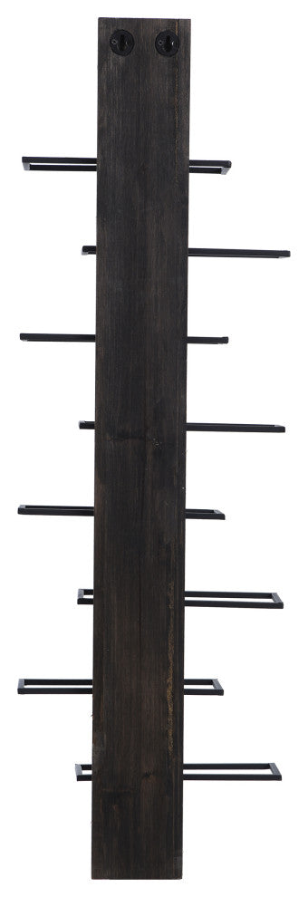 Heath Wood and Metal Wall Wine Holder