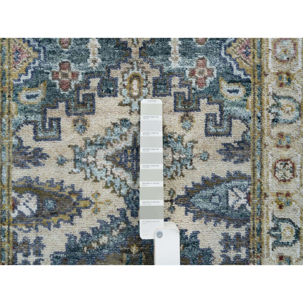 Ivory Hand Knotted Reimagined Viss Design Runner Oriental Rug, 2'6"x9'10"