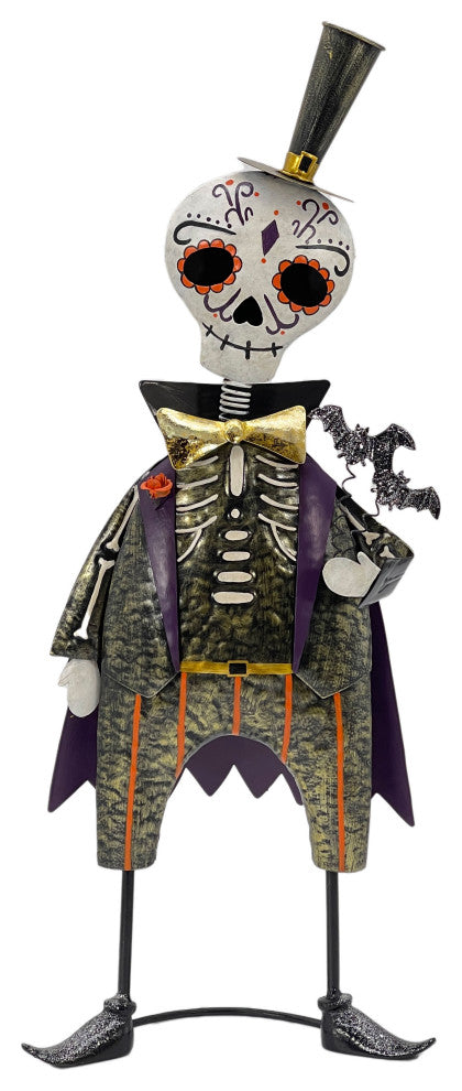 Dia De Los Muertos Halloween Ghost Couple Set Metal Statue