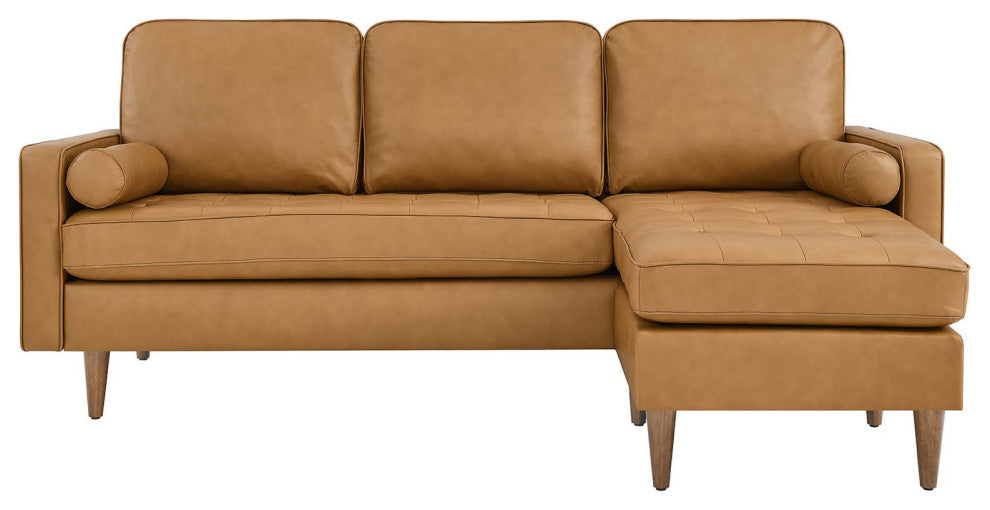 Valour 78" Leather Apartment Sectional Sofa, Tan