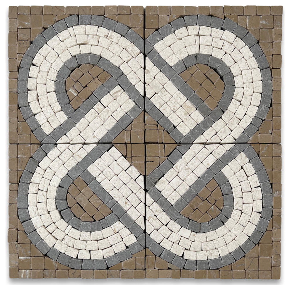 Marble Mosaic Border Decorative Accent Insert Tile Wave 4x4 Tumbled, 1 piece