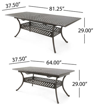 GDF Studio Ariel Outdoor 7 Pc Cast Aluminum Dining Set with Extension Leaf