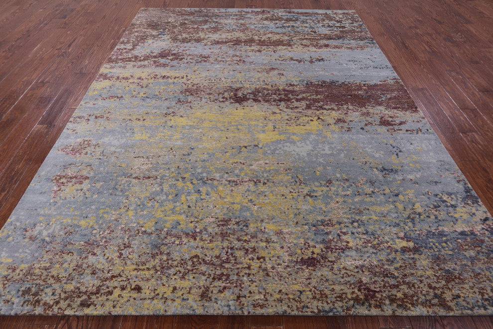 Abstract Hand Knotted Wool & Silk Rug 7' 11" X 10' 0" - Q14867