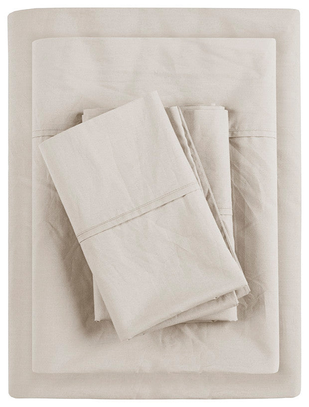 Madison Park Peached Percale Cotton Peached Percale Sheet Set, Ivory