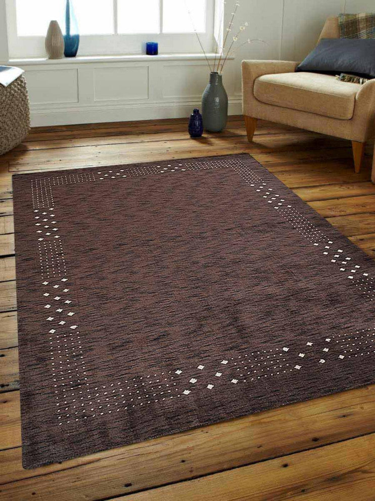 HAND KNOTTED LOOM WOOL ECO-FRIENDLY AREA RUGS - Rectangle, Brown, Contemporary