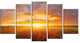 Poppy Field under Bright Sunset, Landscape Canvas Art Print, 60"x32", 5 Panels