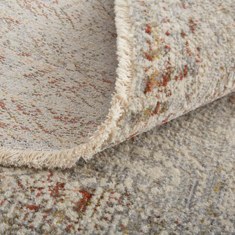 Frencess R39GK Transitional/Casual/Vintage Rug, Gray/Rust, 2'6"x8' Runner