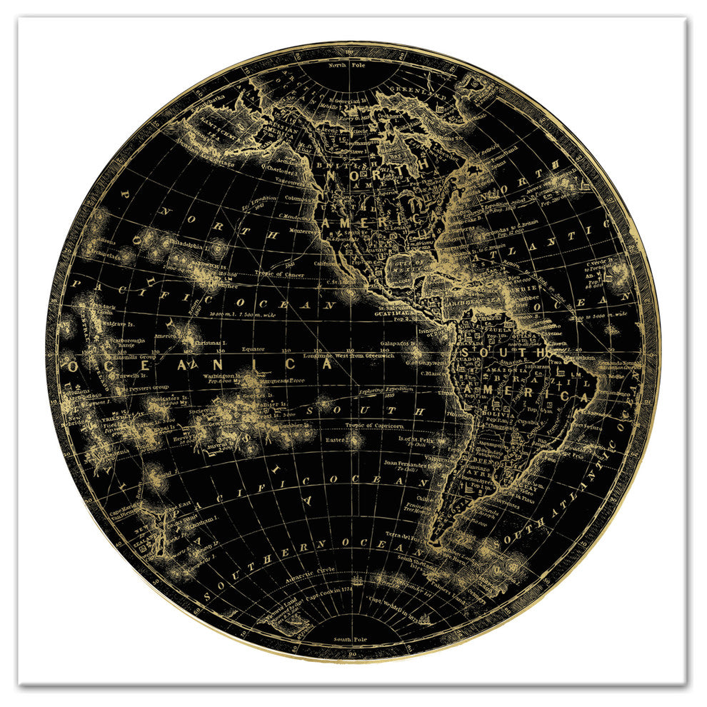 Globe Circle Print 2 24x24 Canvas Wall Art