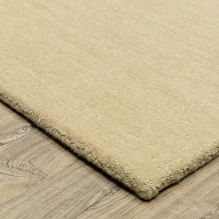 Apollo Heathered Solid Beige Hand-Made Wool Area Rug 8' x 10'