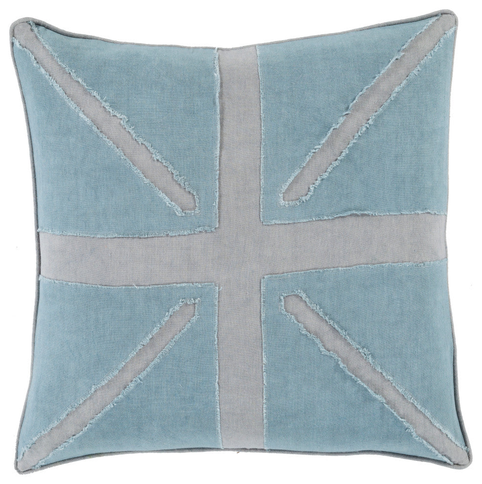 Surya Manchester MN-002 22"x22" Pillow Cover, Aqua/Medium Gray