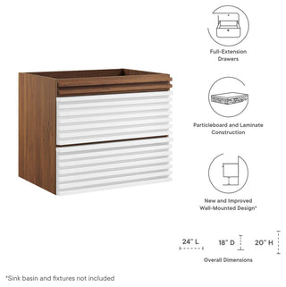 Render 24" Wall-Mount Bathroom Vanity Cabinet, White Walnut