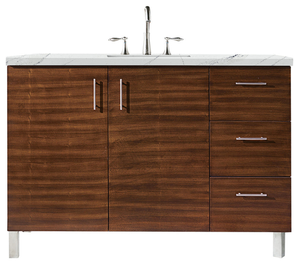 James Martin 850-V48-AWT-3ENC 48" Single Vanity American Walnut Quartz Top