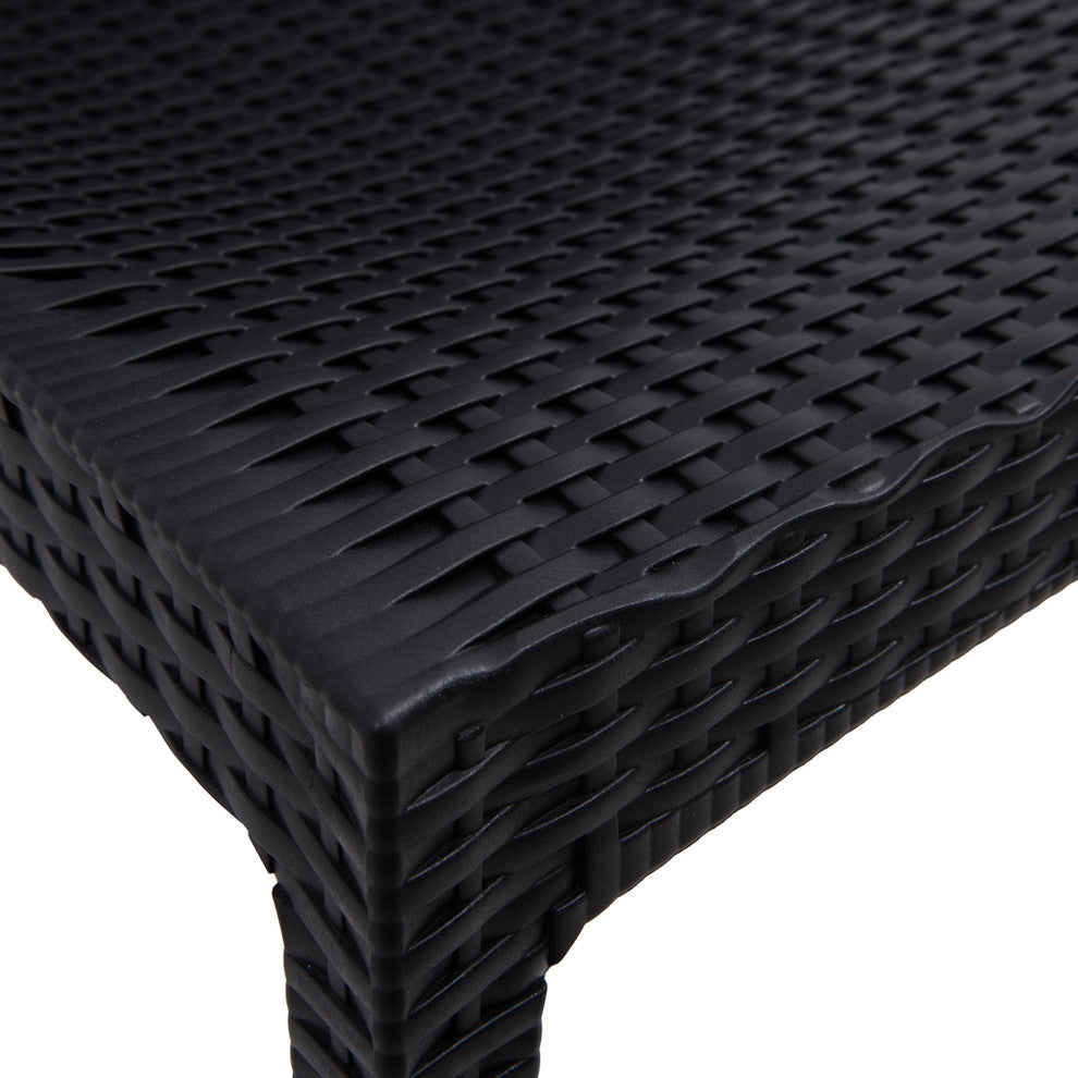 Leisuremod Weave Mace Indoor Outdoor Patio Chair, Set of 4, Black