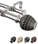 Telmo 1" Double Curtain Rod, Satin Nickel, 28-48"