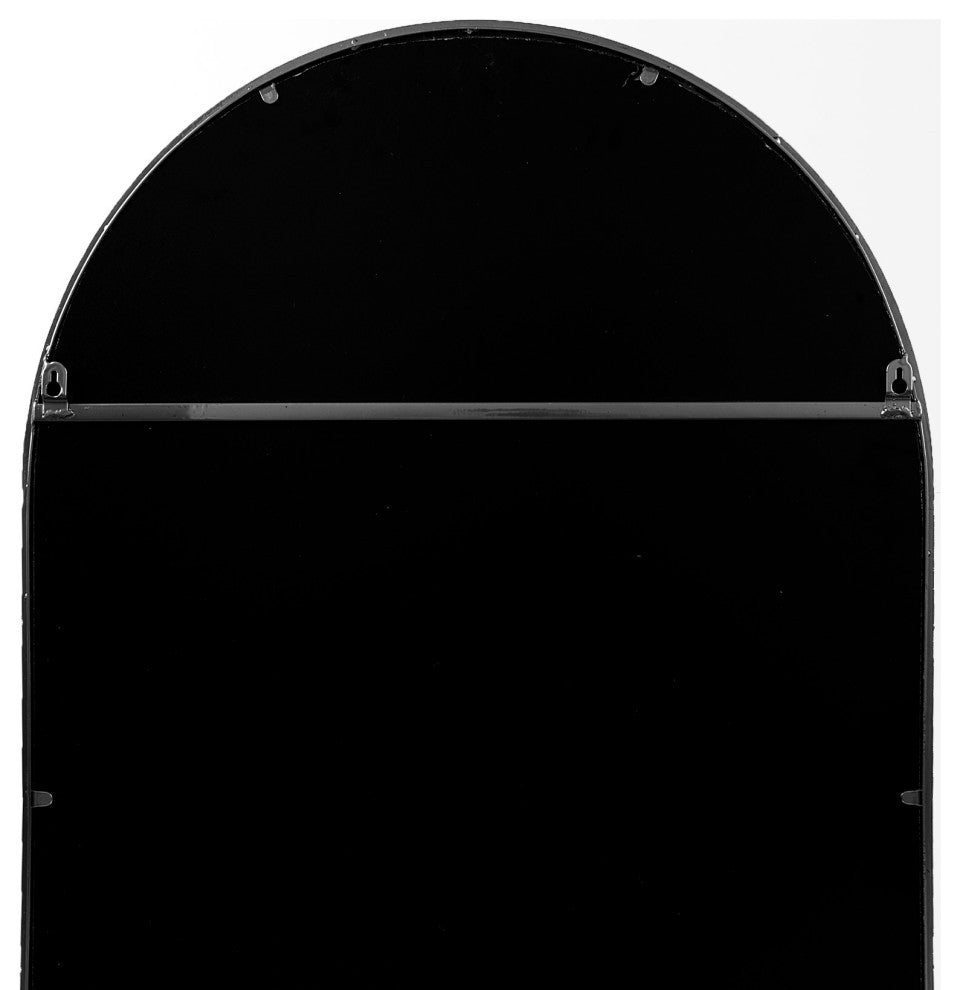 Giovanna Black Metal Frame Arched Rectangular Wall Mirror, 49" x 24"