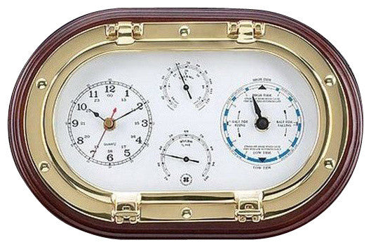 Clock, Tide Clock, Thermometer and Hygrometer Porthole Weather Station