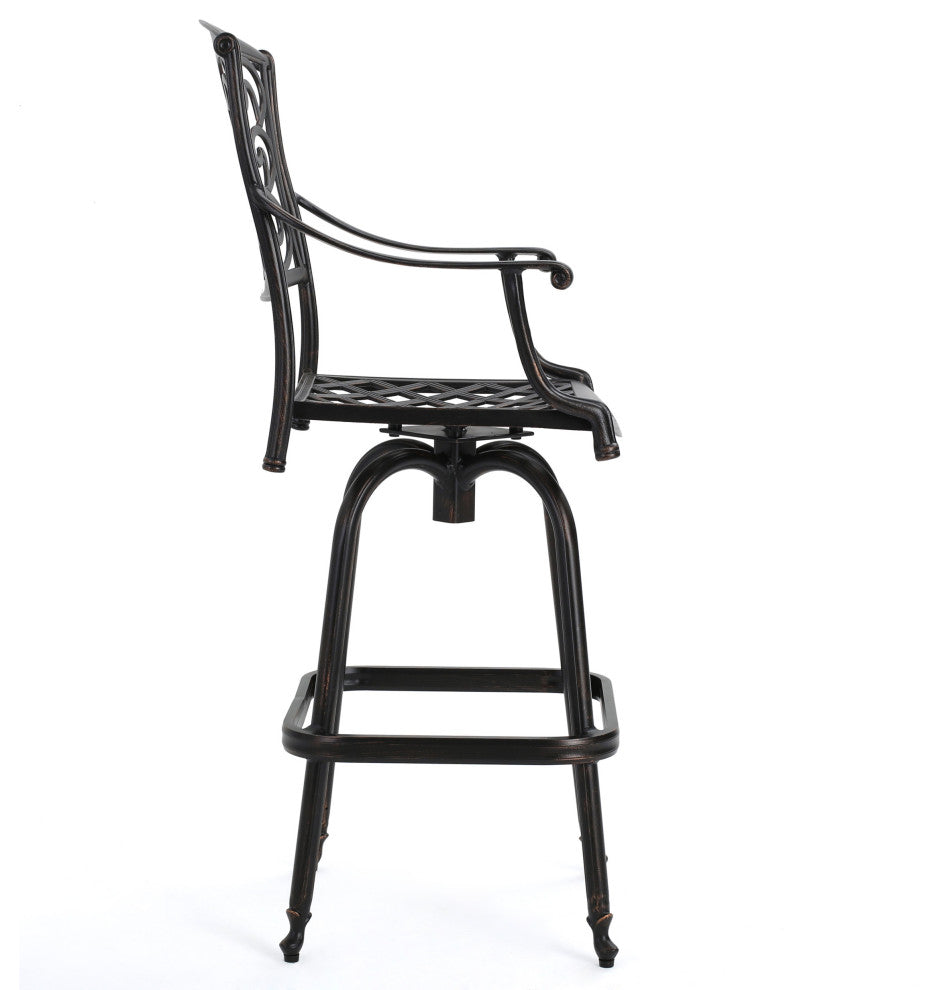 GDF Studio Paris Copper Finish Cast Aluminum Swivel Bar Stools, Set of 2