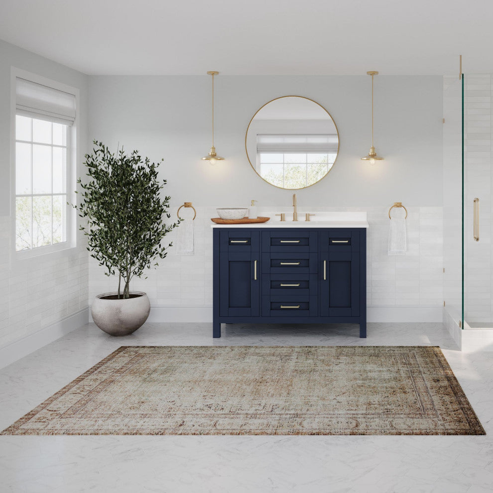 The Oswald Bathroom Vanity, Midnight Blue, 48", Single Sink, Freestanding