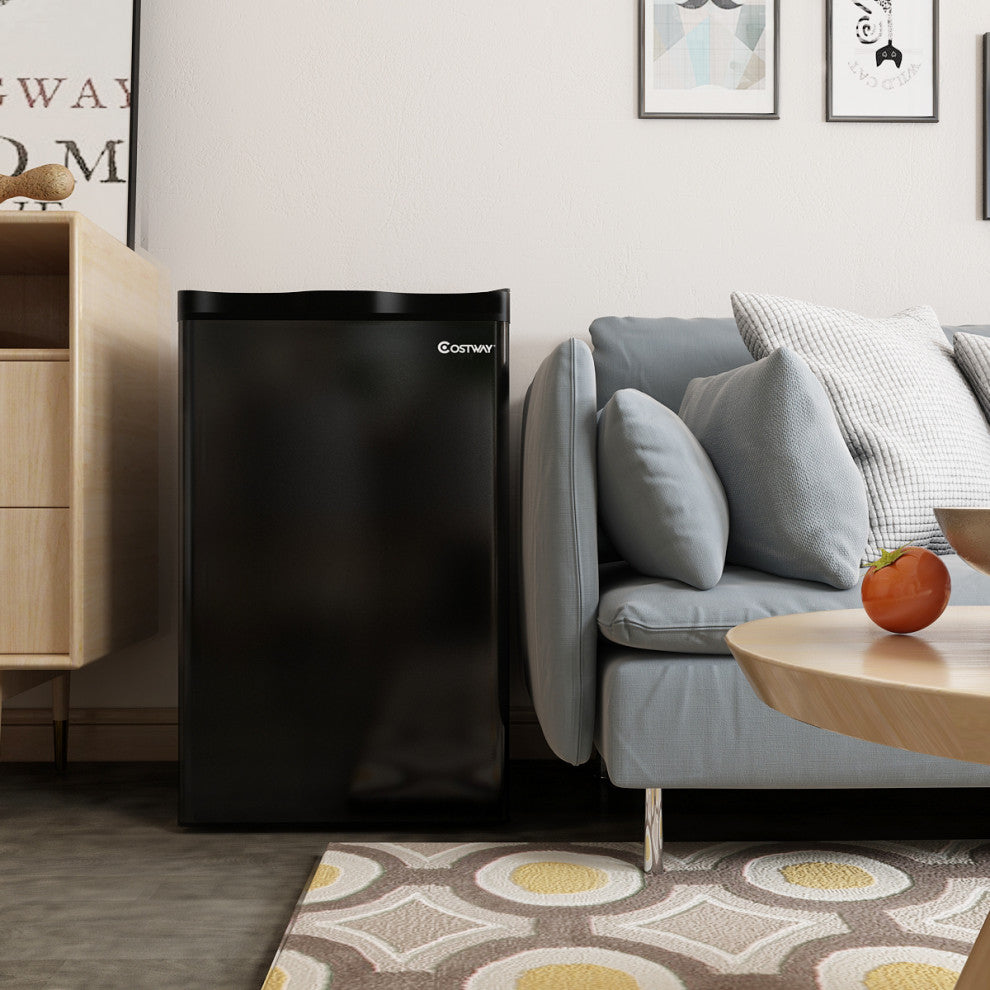 Costway 3.2 Cu.Ft. Compact Refrigerator Mini Dorm Small Fridge Reversible Door