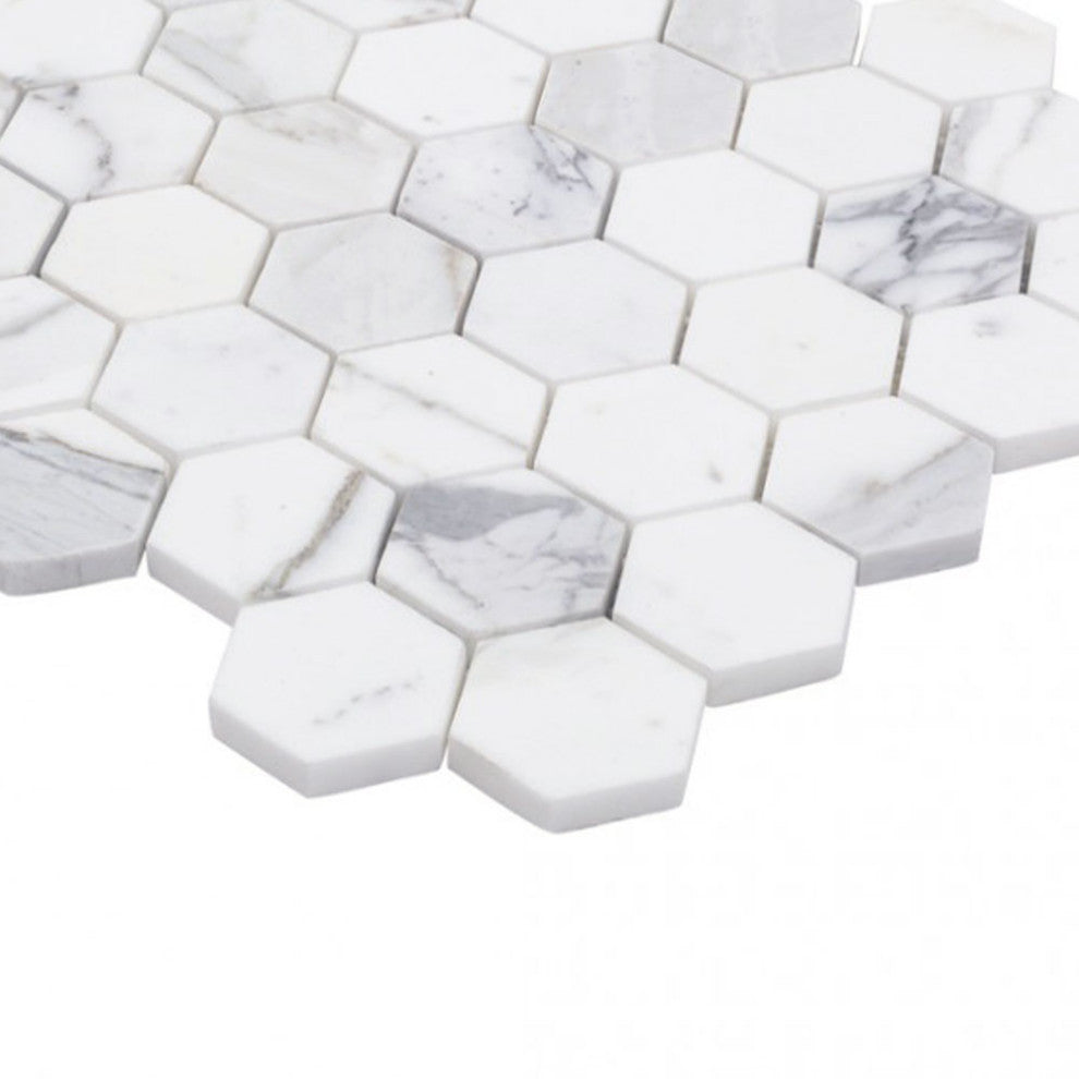 12 in. x 12 in. Marble Mosaic Wall Tile, Hexagon