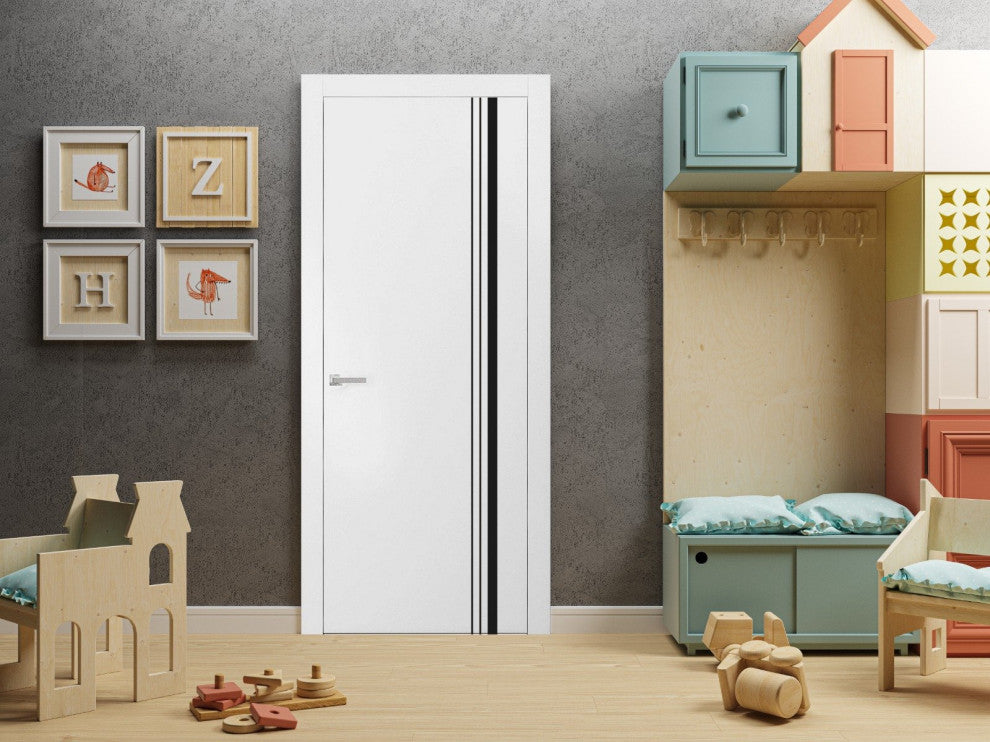 Solid French Door 32 x 80 | Planum 0011 White Silk with| Bathroom