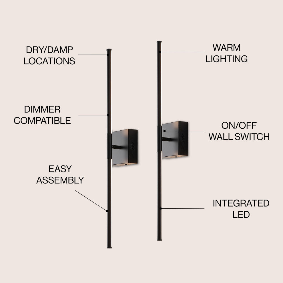Makena Modern Minimalist Dimmable Integrated LED Metal Wall Sconce