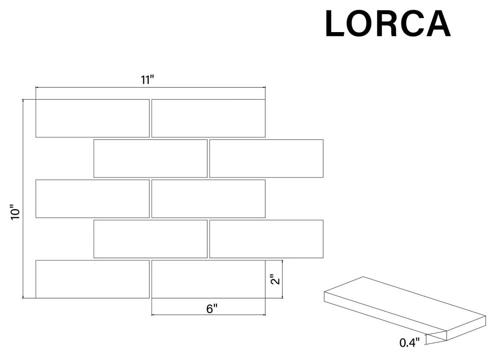 Lorca 11.18x9.84, White Subway Lava Stone Mosaic Floor/Wall Tile, Box of 9